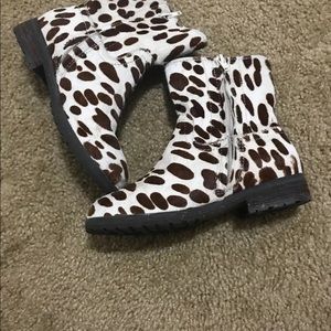 PEEK Girls Fur-Printed Real Calf Hair Boots Animal